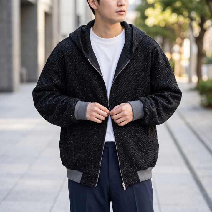 Merrick Men's Striped Knit Zip-Up Hoodie Jacket