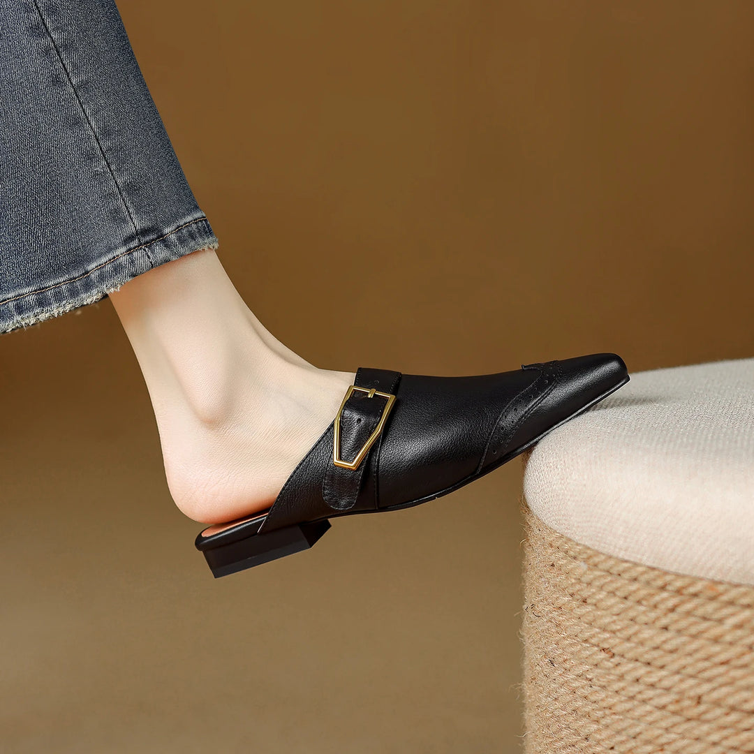 Marcelle Genuine Leather Pointed-Toe Mules