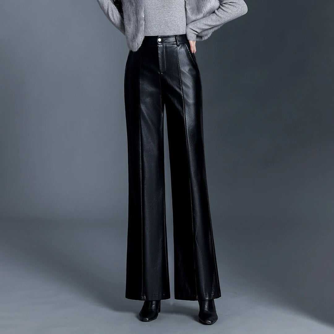 Vesper Women's Flat Front Faux Leather Pants