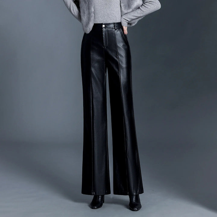 Vesper Women's Flat Front Faux Leather Pants