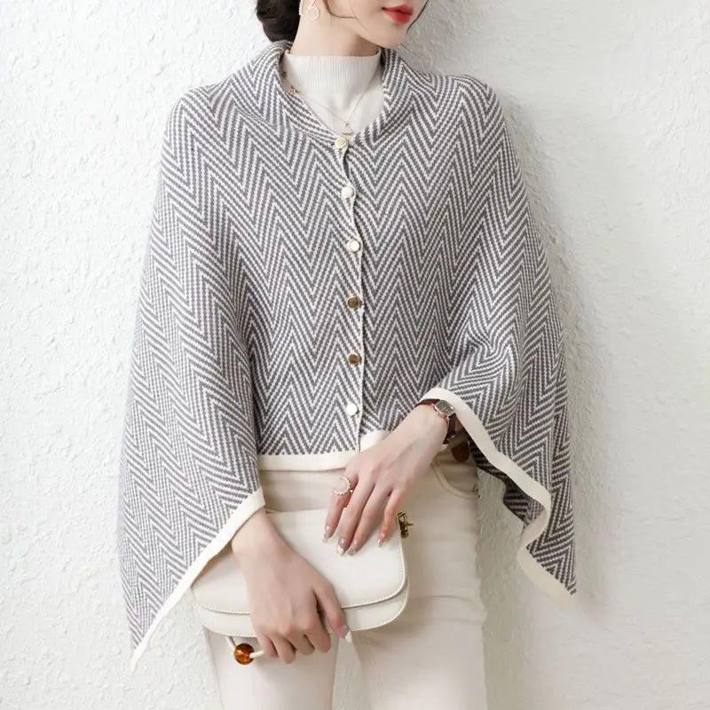 Wrenley Women's Zigzag Knit Poncho Cardigan