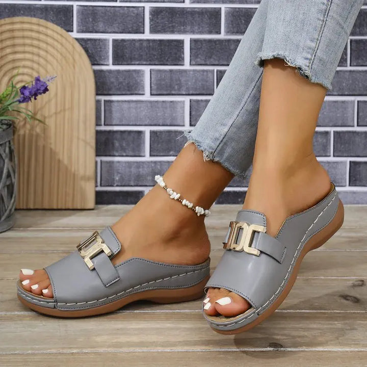 Callan Leather Platform Wedge Sandals