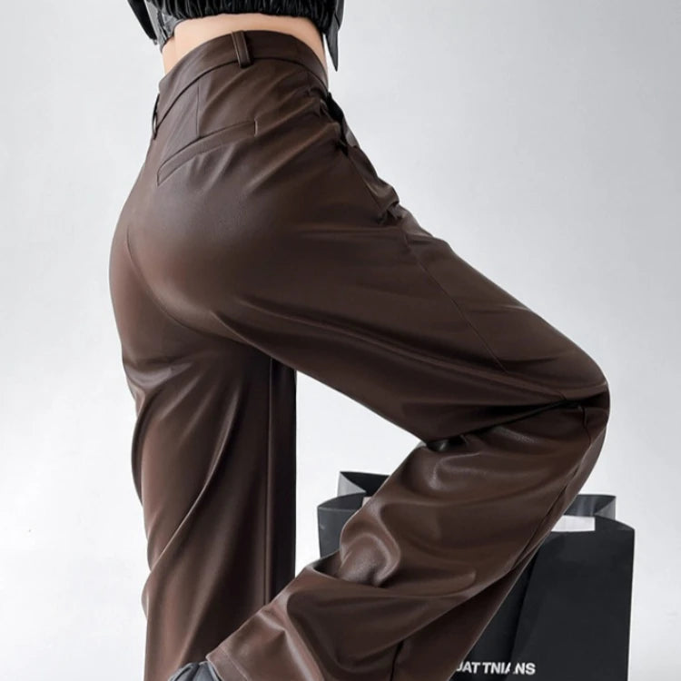 Ashby Women's Deep Pleat Faux Leather Trousers