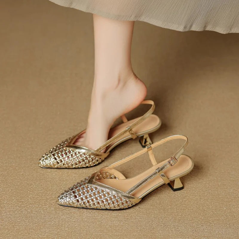 Thalia Women's Woven Slingback Heels