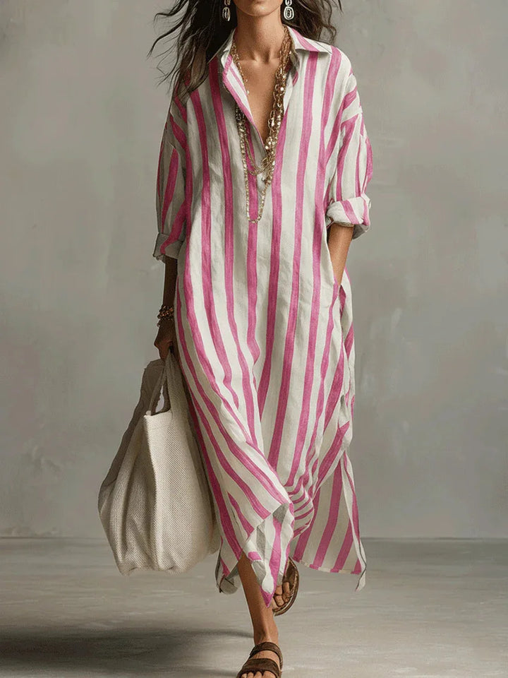 Seren Striped Linen Maxi Dress
