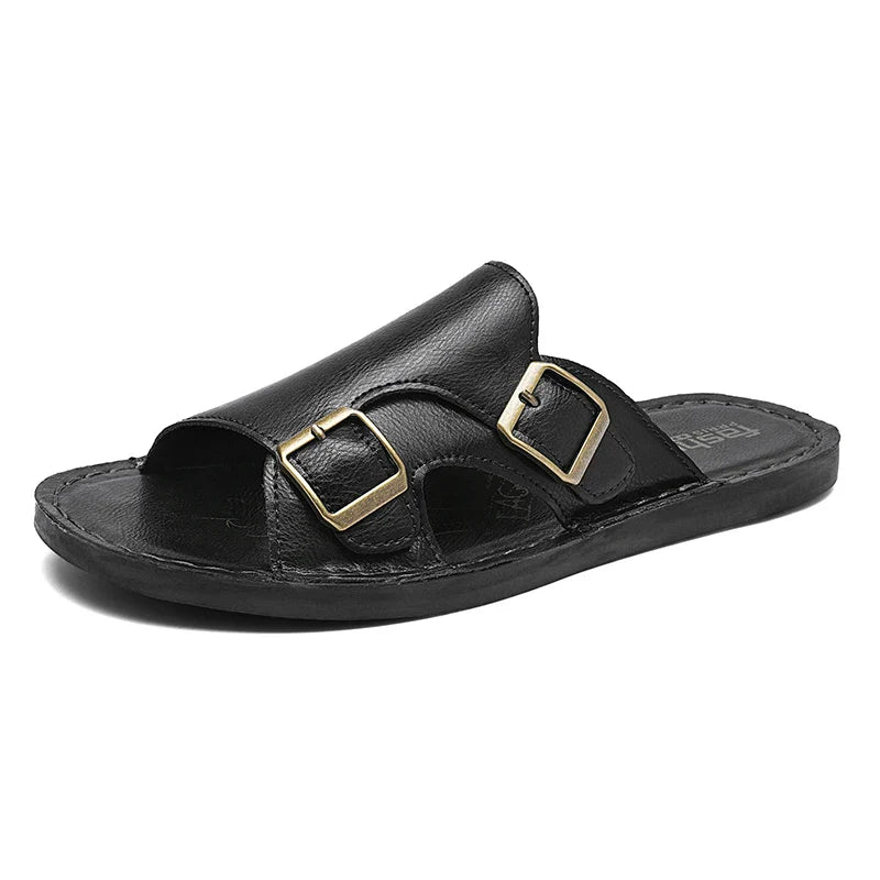 Holland Leather Buckle Slide Sandals