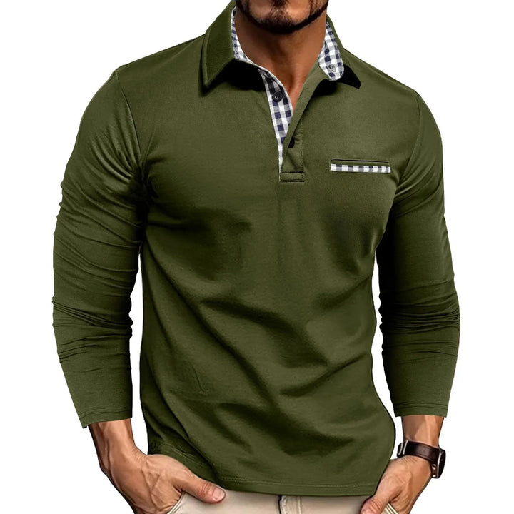 Whitman Men's Long Sleeve Contrast Collar Polo