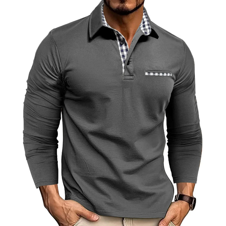 Whitman Men's Long Sleeve Contrast Collar Polo