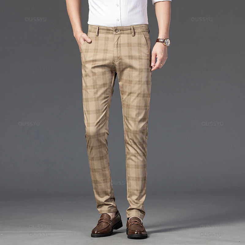 Harwick Men's Plaid Straight-Leg Trousers