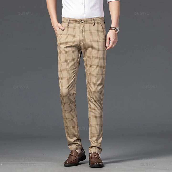 Harwick Men's Plaid Straight-Leg Trousers