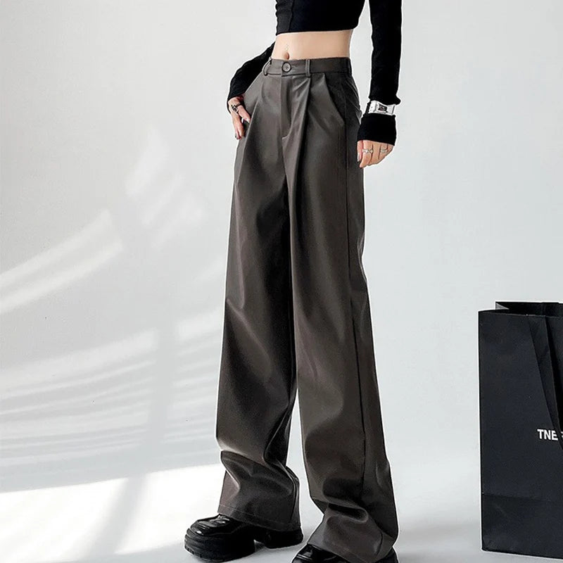 Ashby Women's Deep Pleat Faux Leather Trousers