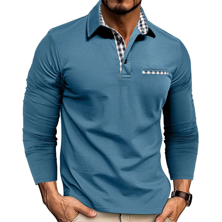 Whitman Men's Long Sleeve Contrast Collar Polo