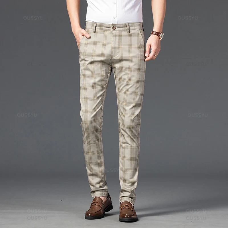 Harwick Men's Plaid Straight-Leg Trousers