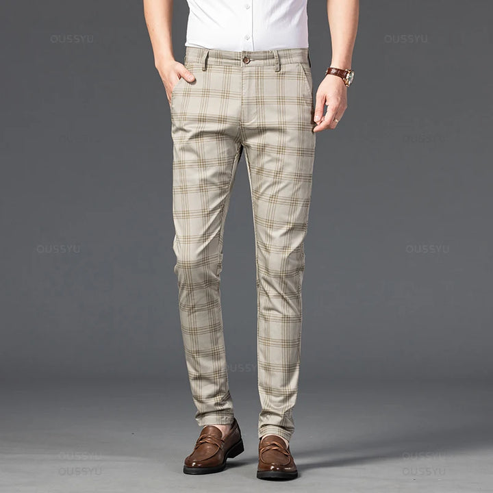 Harwick Men's Plaid Straight-Leg Trousers