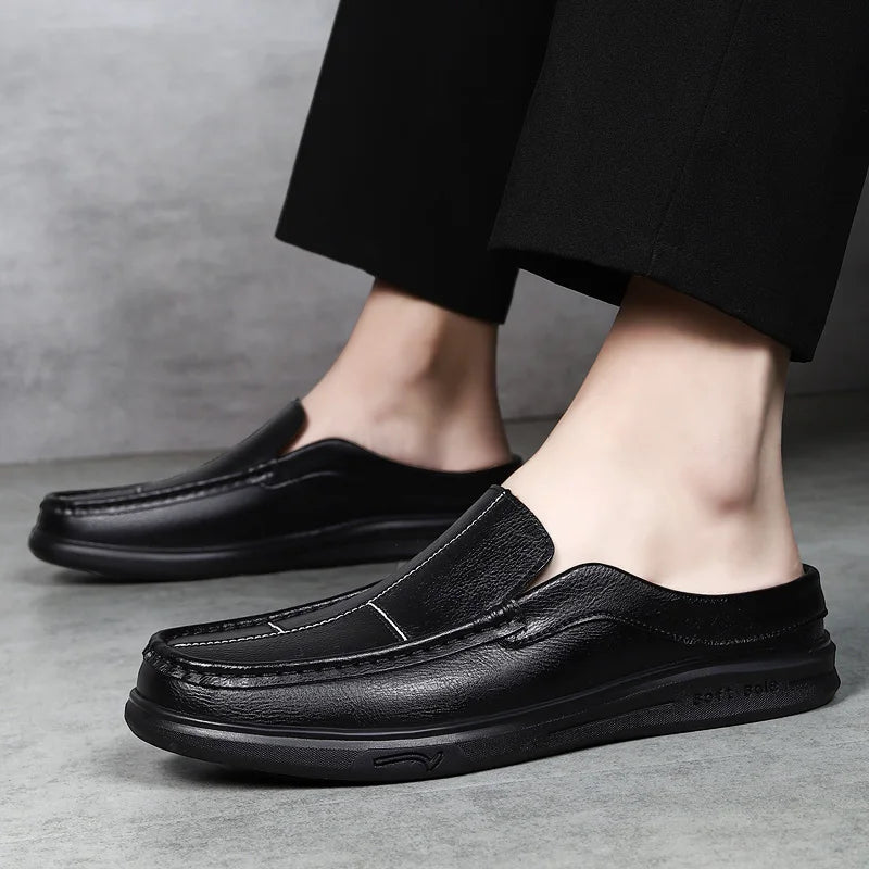 Valmont Men's Genuine Leather Backless Loafers