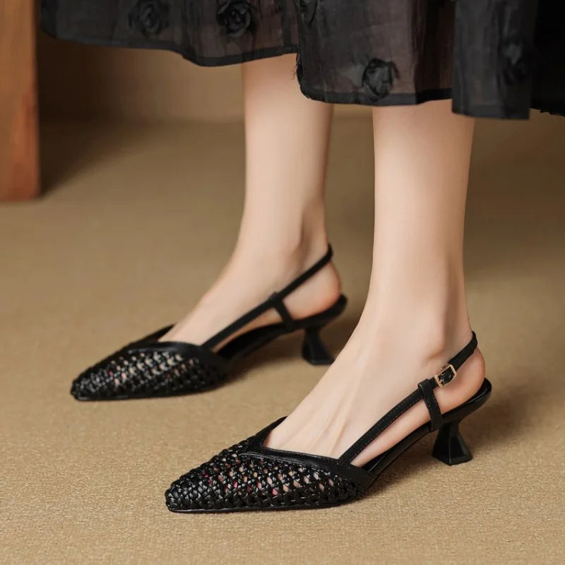 Thalia Women's Woven Slingback Heels