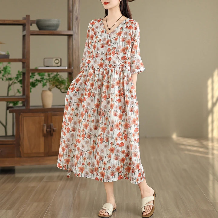 Poppy Women's Floral Maxi Dress with Sleeves