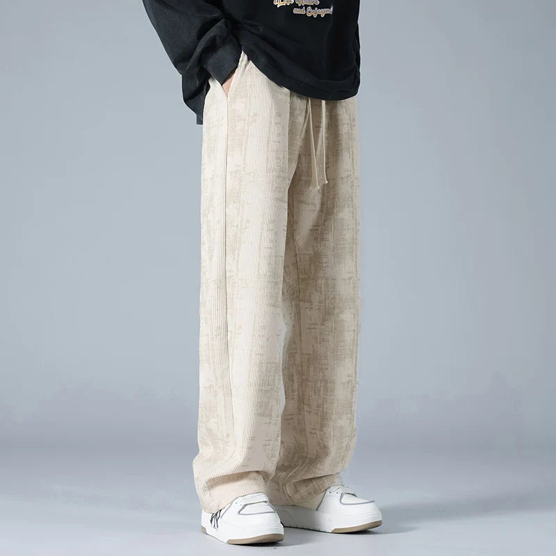 Vellova Men's Corduroy Wide-Leg Pants