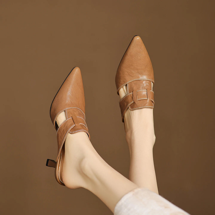 Marlowe Genuine Leather Pointed-Toe Mules