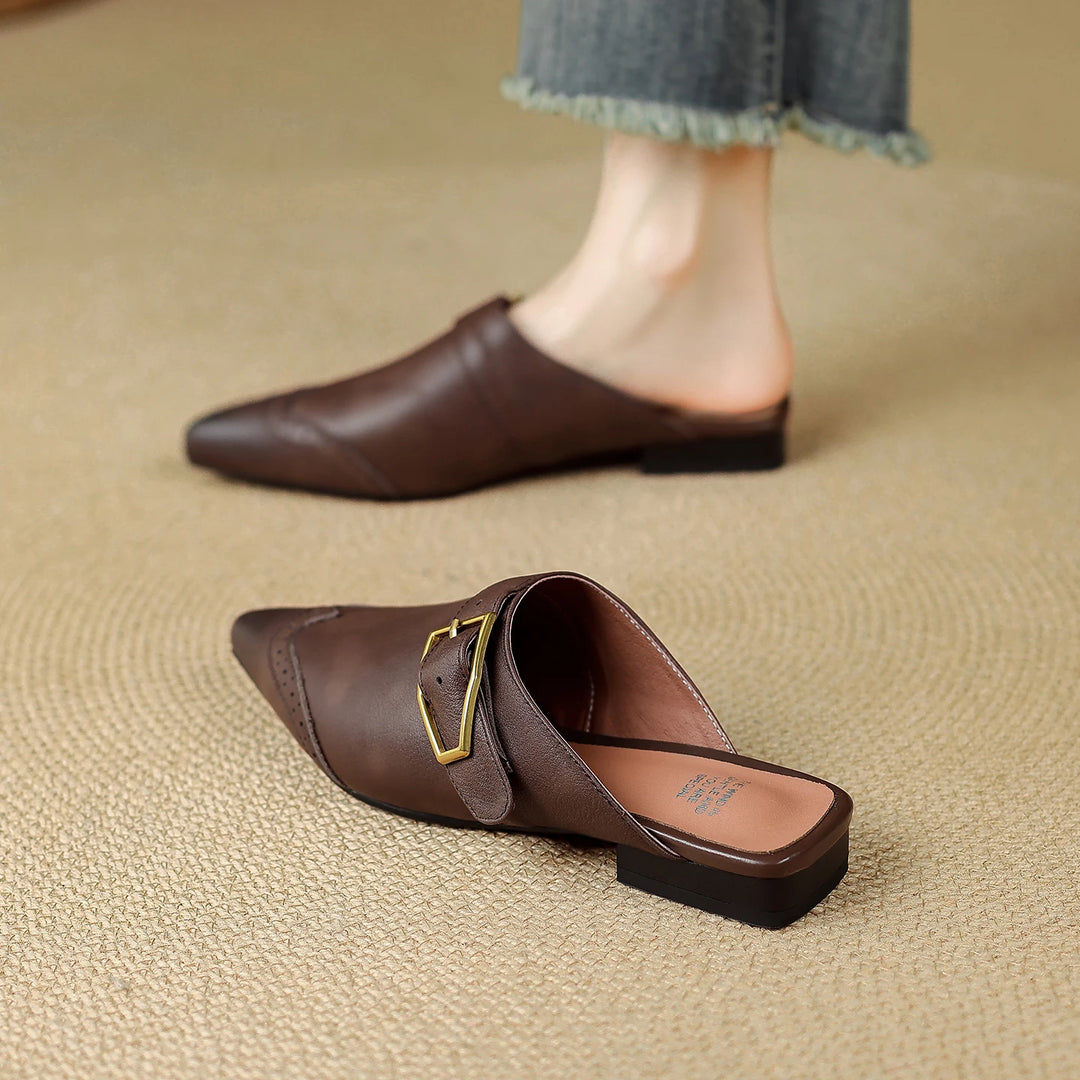 Marcelle Genuine Leather Pointed-Toe Mules