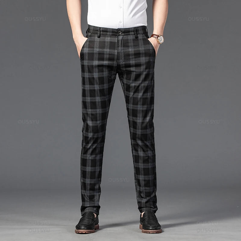 Harwick Men's Plaid Straight-Leg Trousers