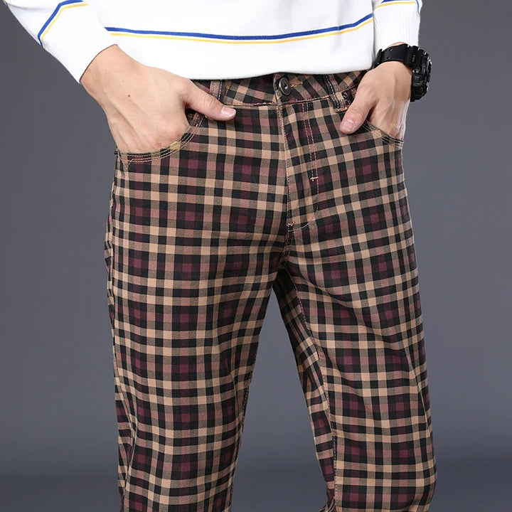 Sutton Men's Cotton Plaid Straight Leg Pants