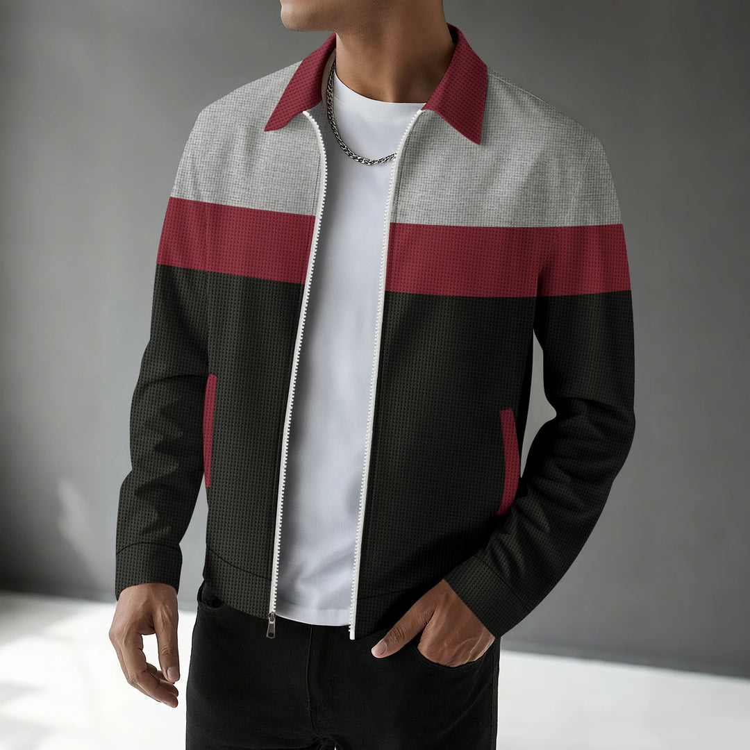 Valen Men's Waffle Knit Zip-Up Jacket