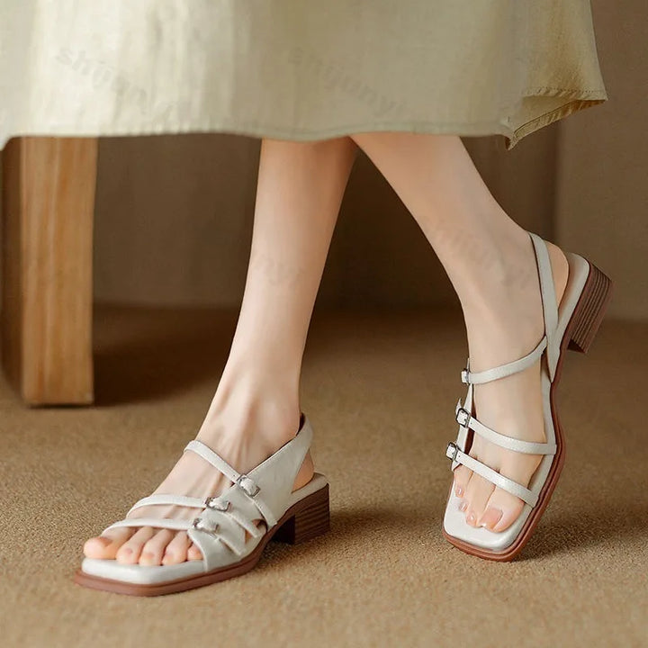 Sorrento Square Toe Block Heel Sandals