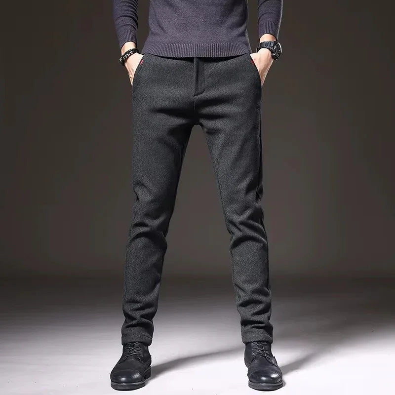 Henderson Slim-Fit Pants in dark grey, showcasing a flexible tailored fit and modern design for versatile wear.