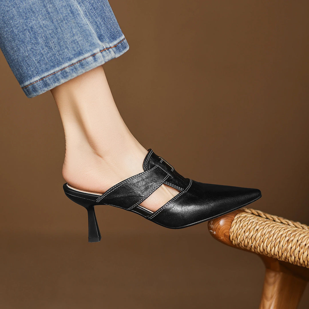 Marlowe Genuine Leather Pointed-Toe Mules