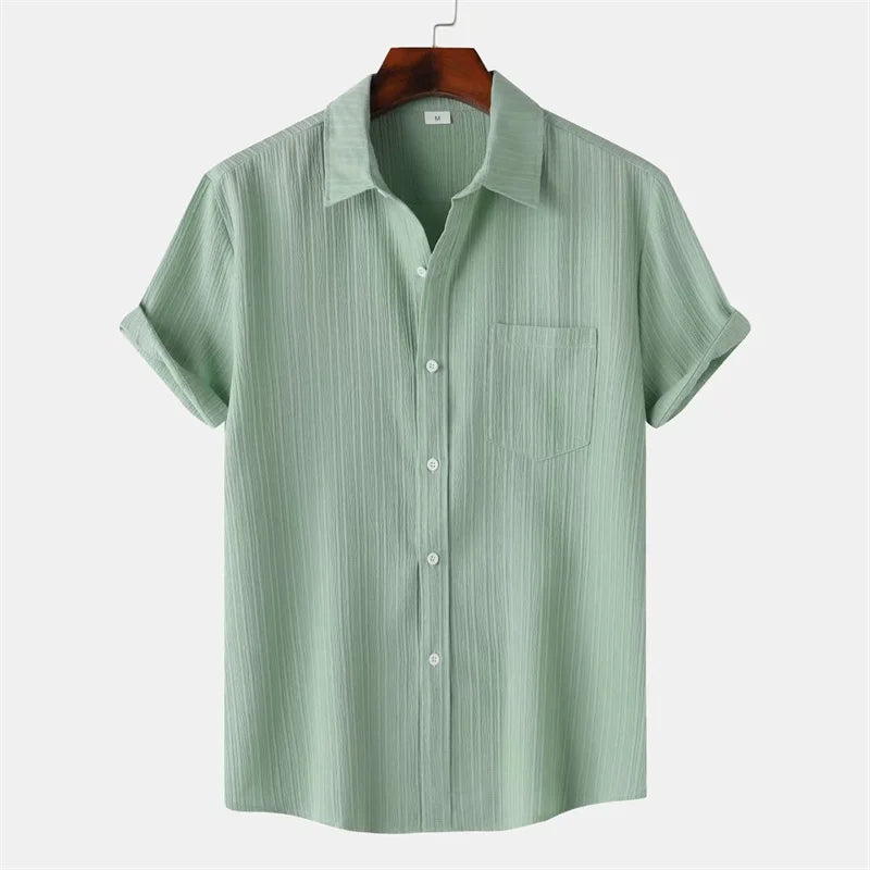 Hawthorne Men's Linen Short Sleeve Button Up Shirt