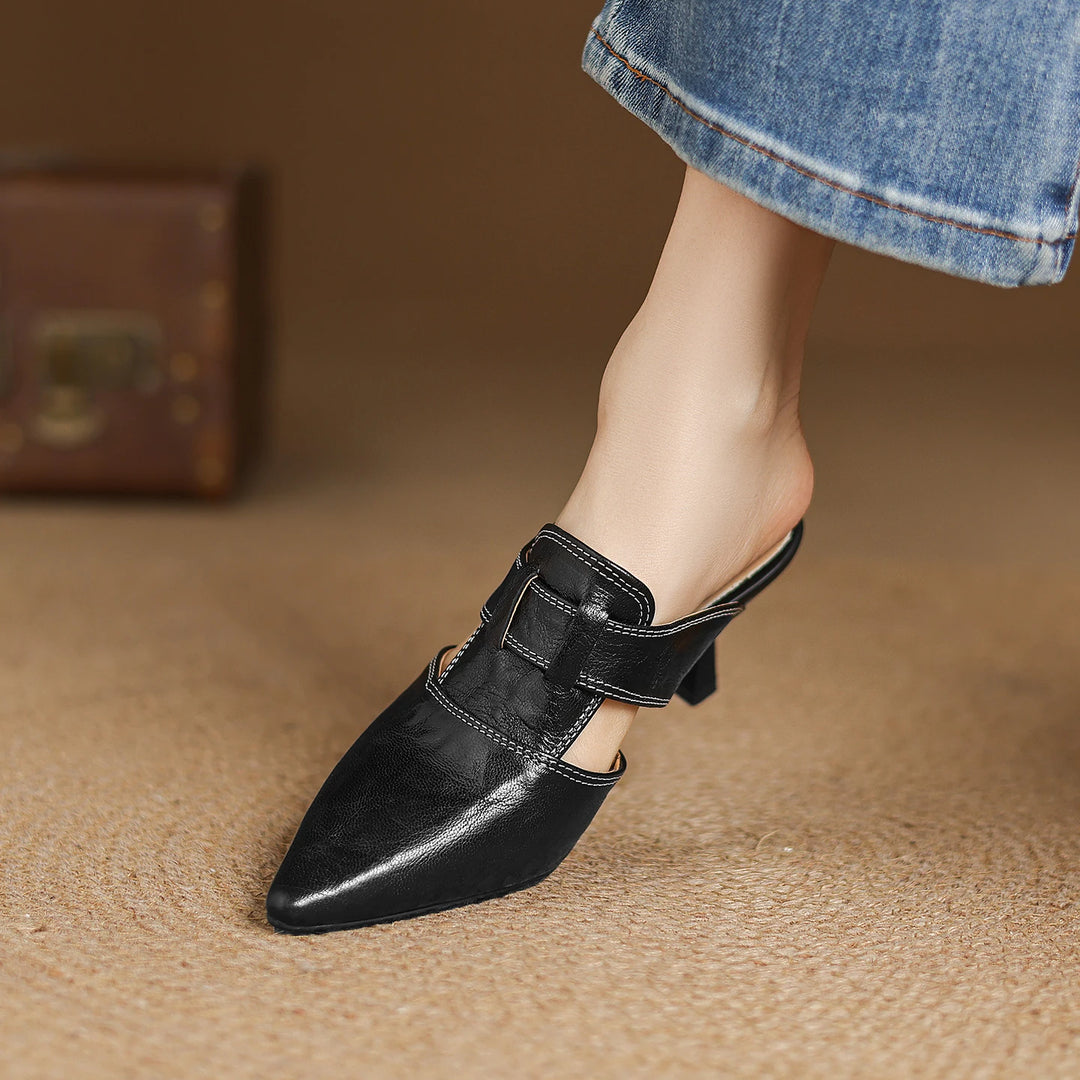 Marlowe Genuine Leather Pointed-Toe Mules