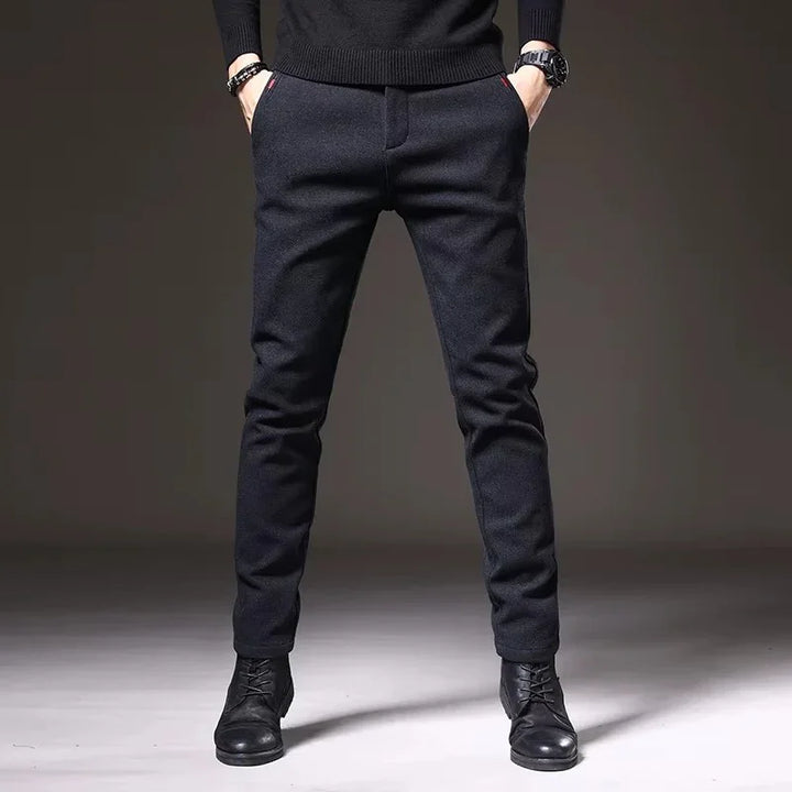 Henderson Slim-Fit Pants for men in black, featuring a tailored structure and soft cotton-bamboo blend for comfort.