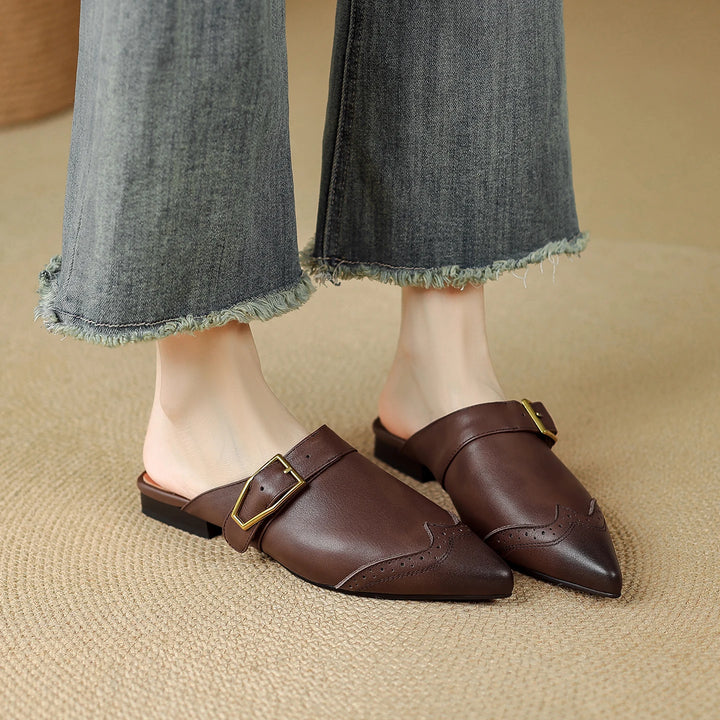 Marcelle Genuine Leather Pointed-Toe Mules