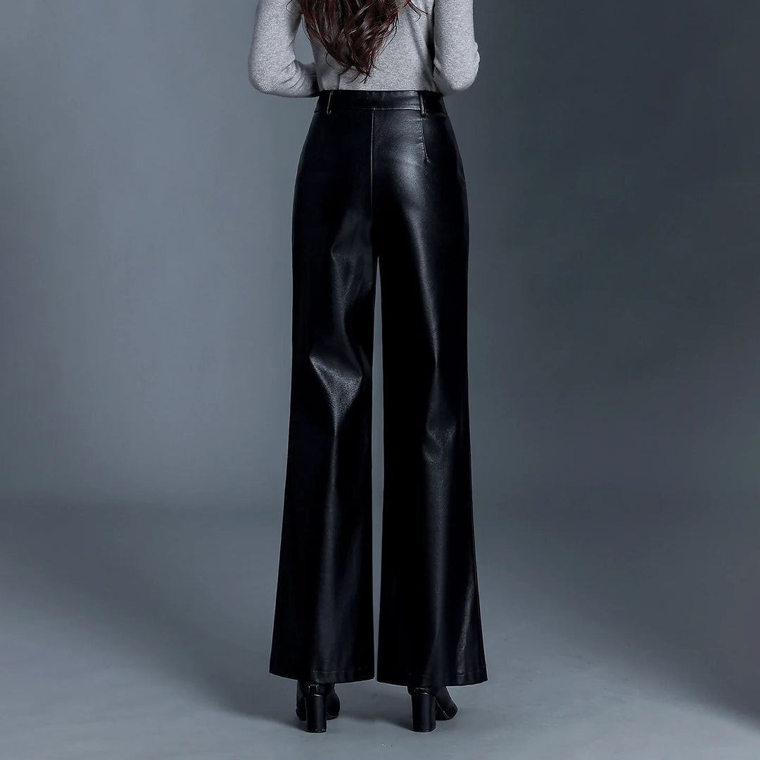 Vesper Women's Flat Front Faux Leather Pants