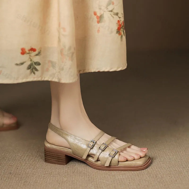 Sorrento Square Toe Block Heel Sandals
