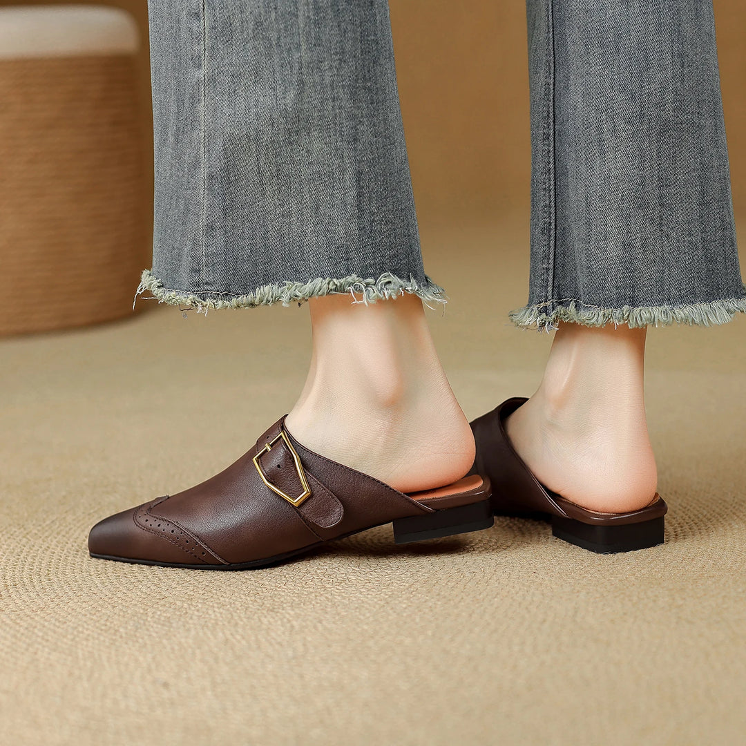 Marcelle Genuine Leather Pointed-Toe Mules