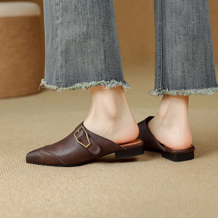 Marcelle Genuine Leather Pointed-Toe Mules