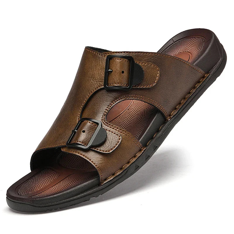 Crews Cowhide Leather Slide Sandals