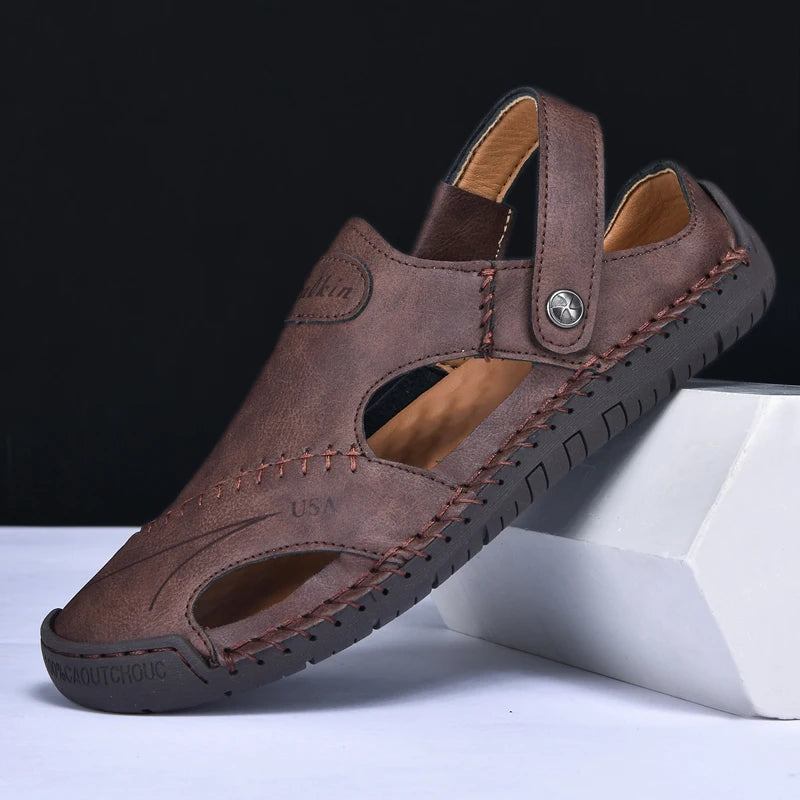 Cordovan Genuine Leather Fisherman Sandals