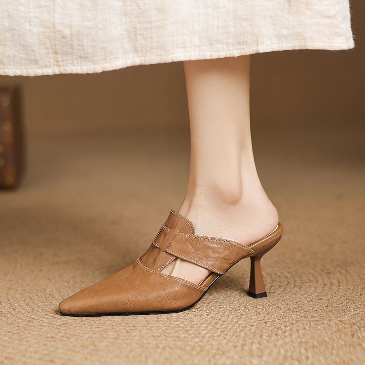 Marlowe Genuine Leather Pointed-Toe Mules