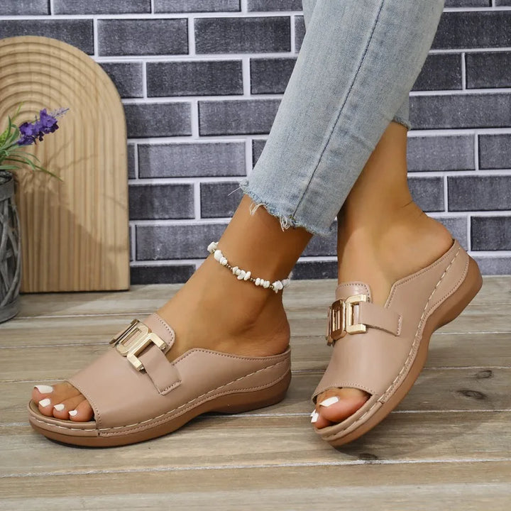 Callan Leather Platform Wedge Sandals
