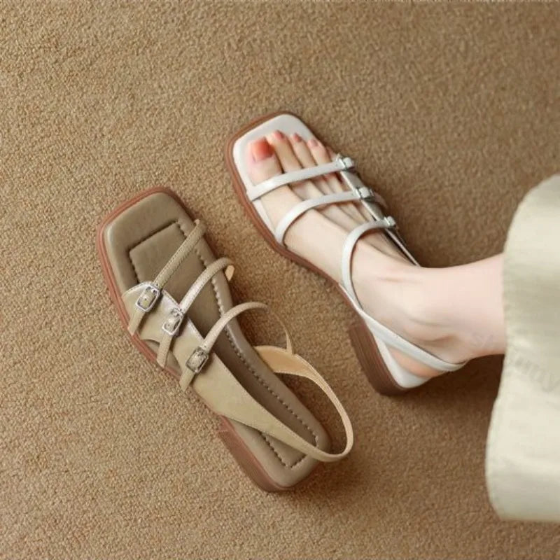Sorrento Square Toe Block Heel Sandals