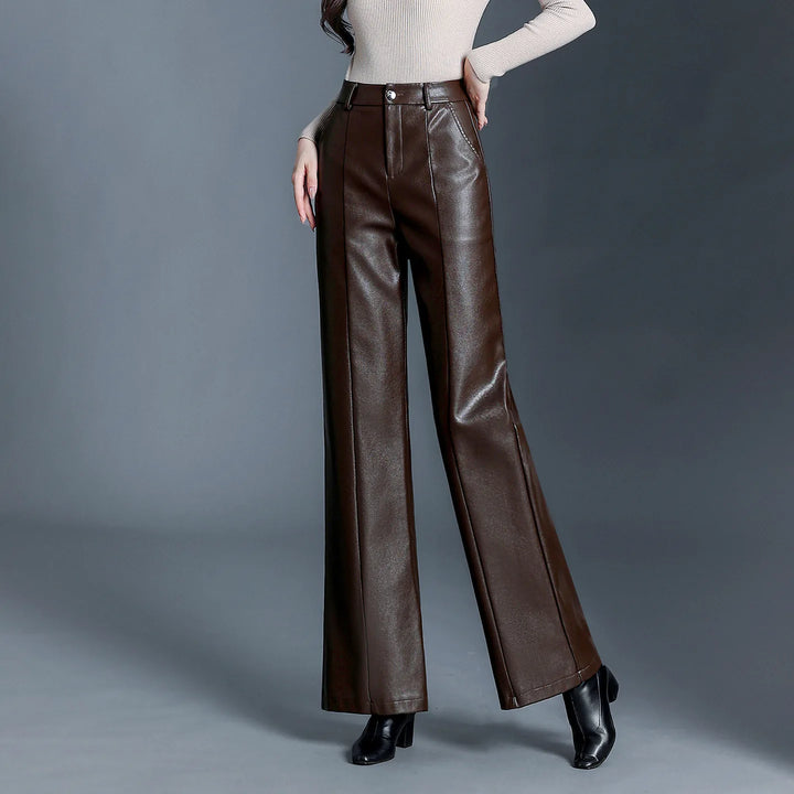 Vesper Women's Flat Front Faux Leather Pants