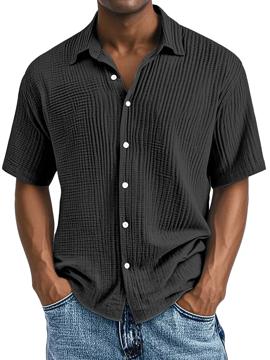 Bancroft Crinkle Textured Cotton Short Sleeve Shirt