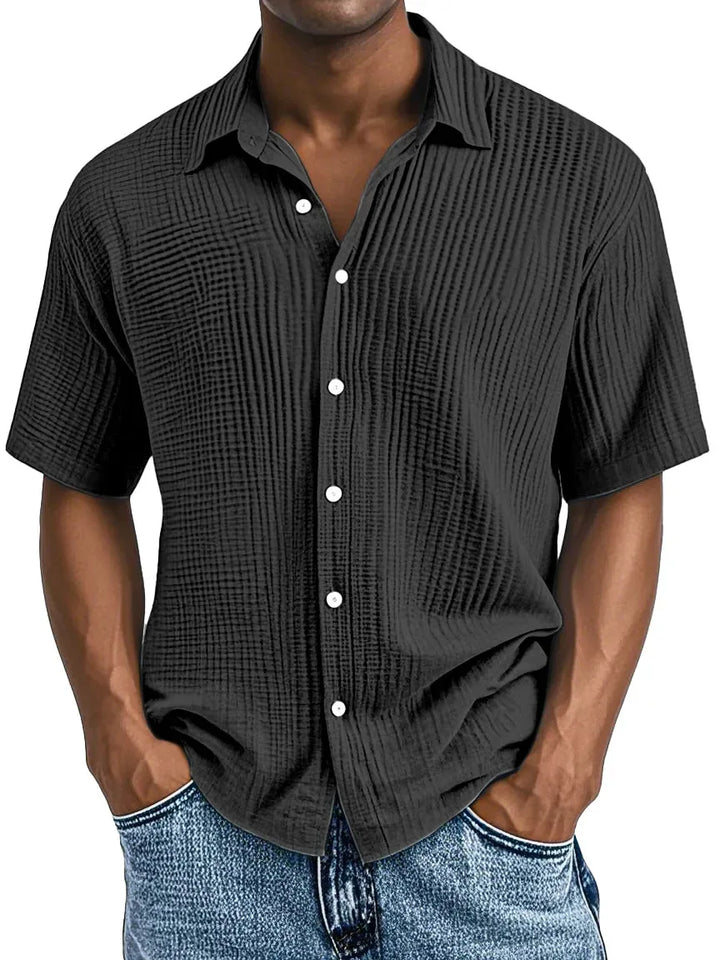Bancroft Crinkle Textured Cotton Short Sleeve Shirt