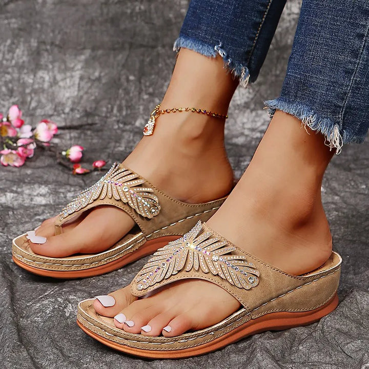 Calypso Rhinestone Wedge Sandals