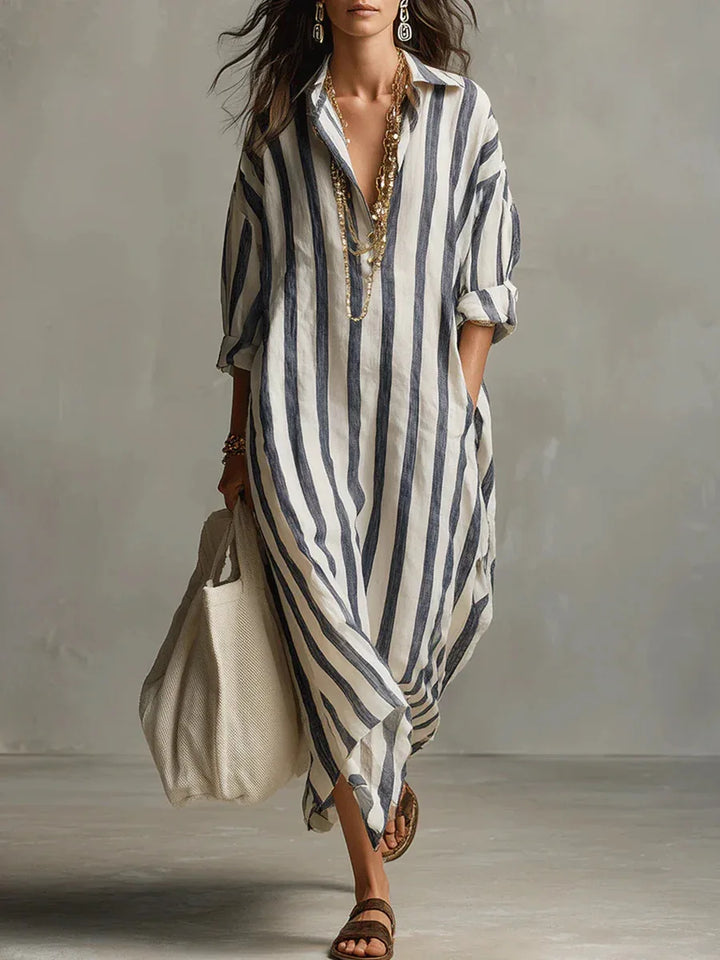 Seren Striped Linen Maxi Dress