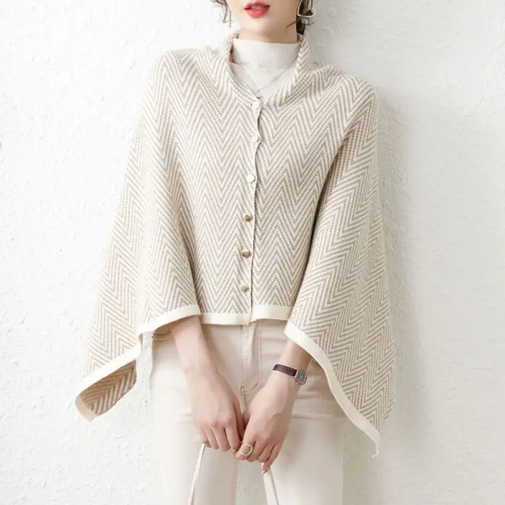 Wrenley Women's Zigzag Knit Poncho Cardigan