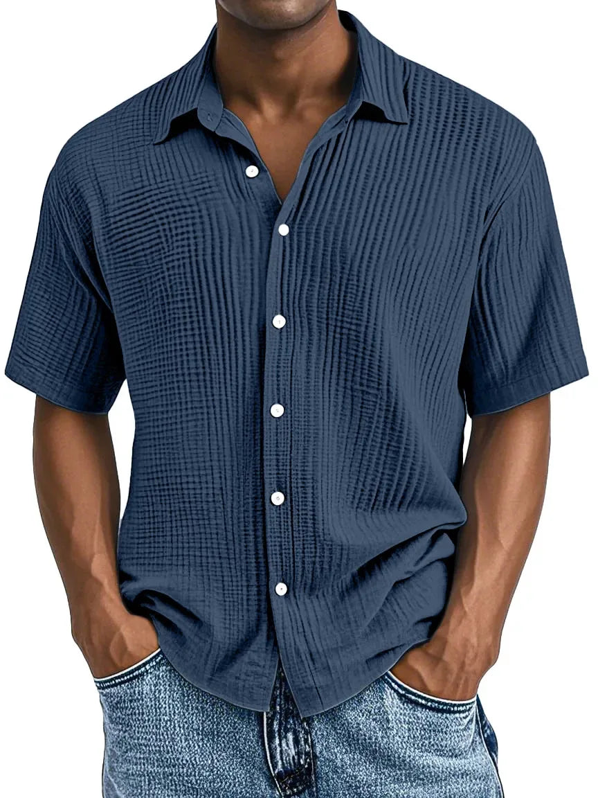 Bancroft Crinkle Textured Cotton Short Sleeve Shirt